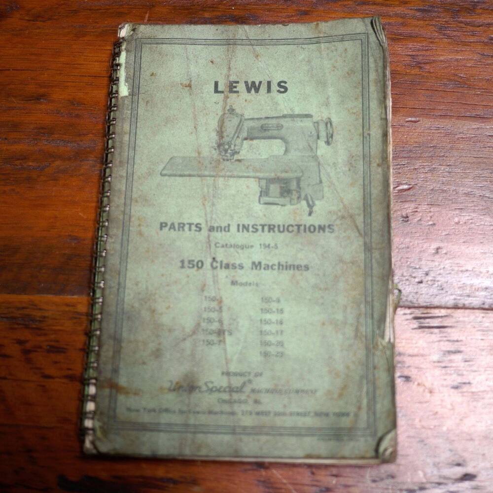 Vtg 1940s LEWIS Parts & Instructions Manual Catalogue 194-5 150 Class Machines